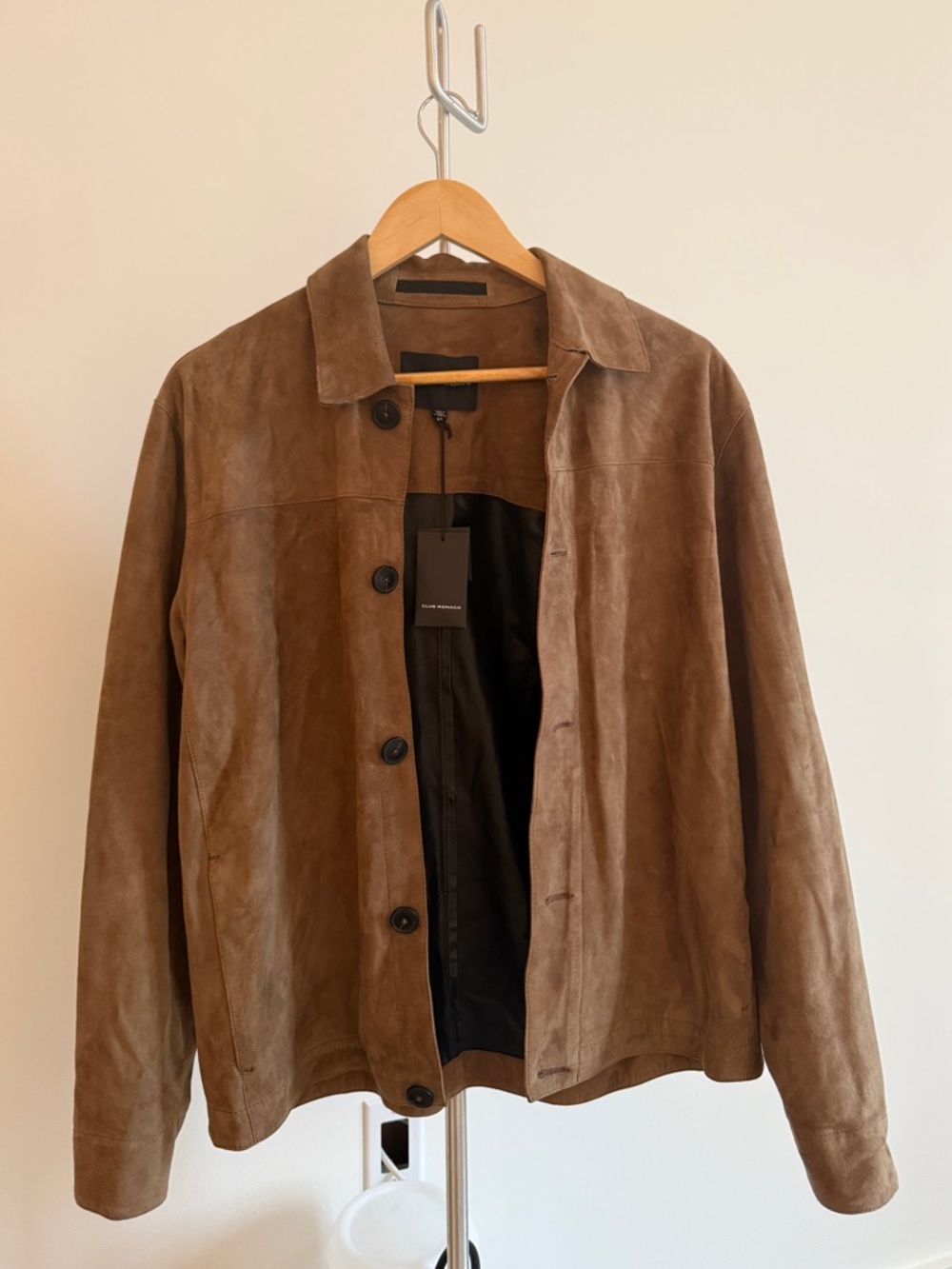 100% Napa Suede Tan Leather Jacket - Picture 8 of 9